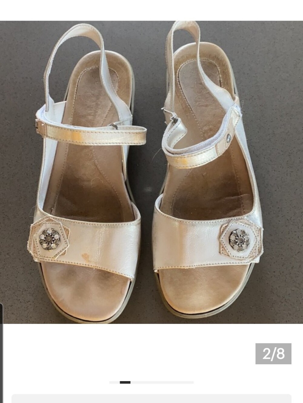 Naot Distressed Sandal Off White Two Adjustable Straps Sz 39